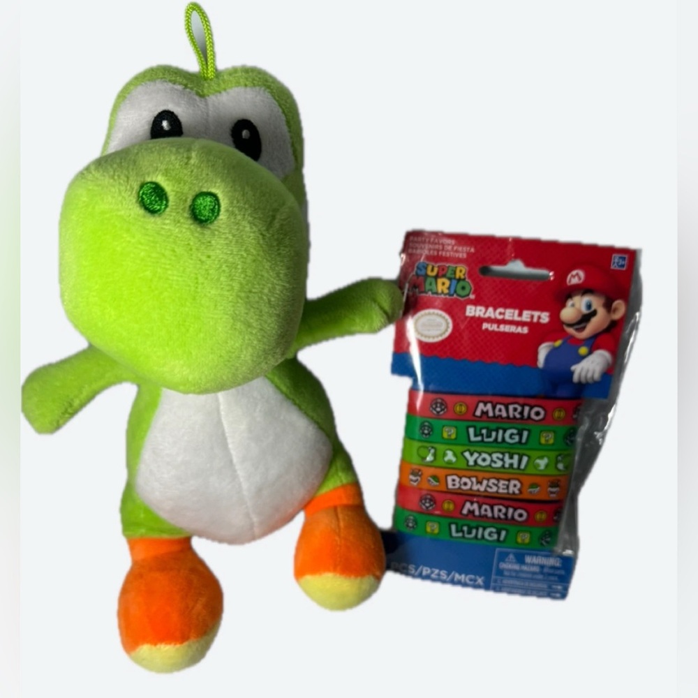 2/$40 NWOT (2 items bundle) Nintendo 9” Yoshi Plush Toy + NEW Bracelets Set